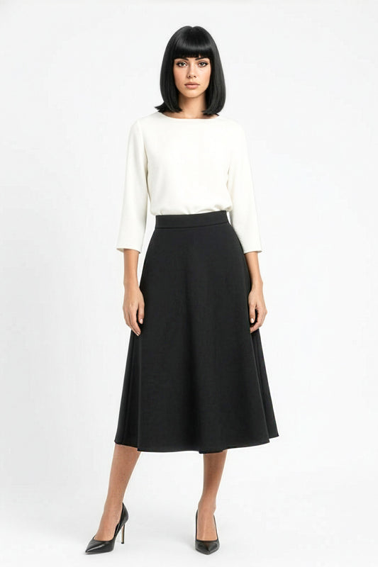 black wool aline skirt
