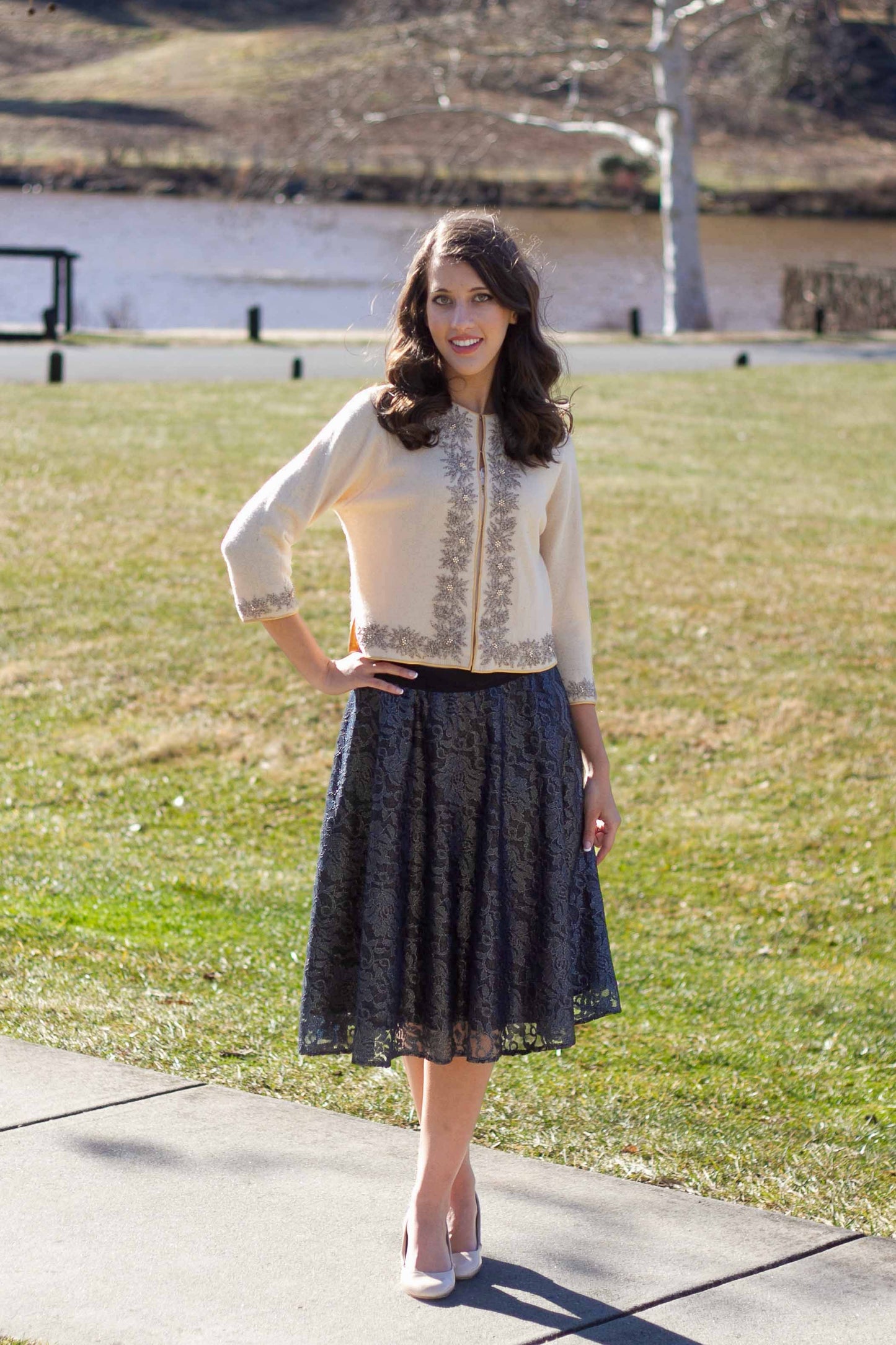 navy blue swing skirt