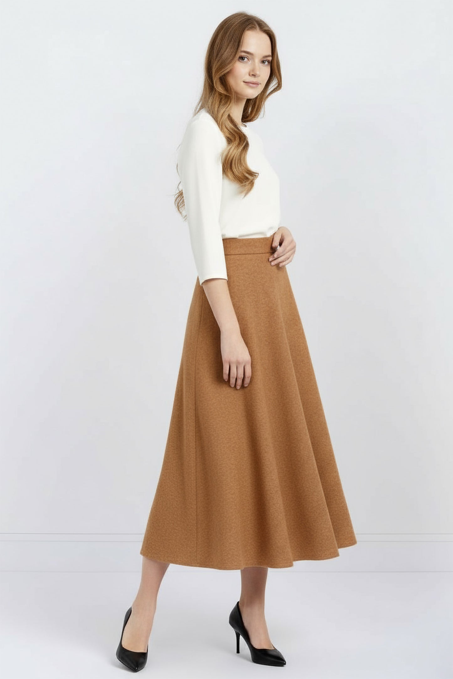 Wool Midi Skirt - Solid Colors