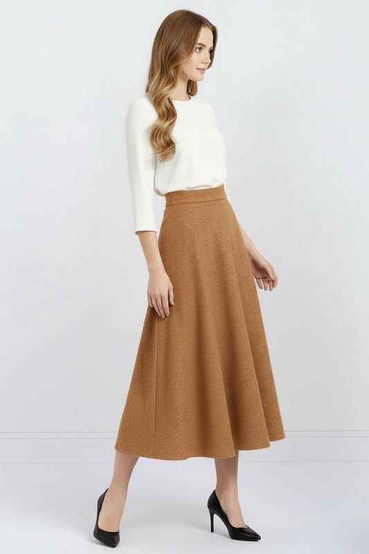 Wool Midi Skirt - Solid Colors