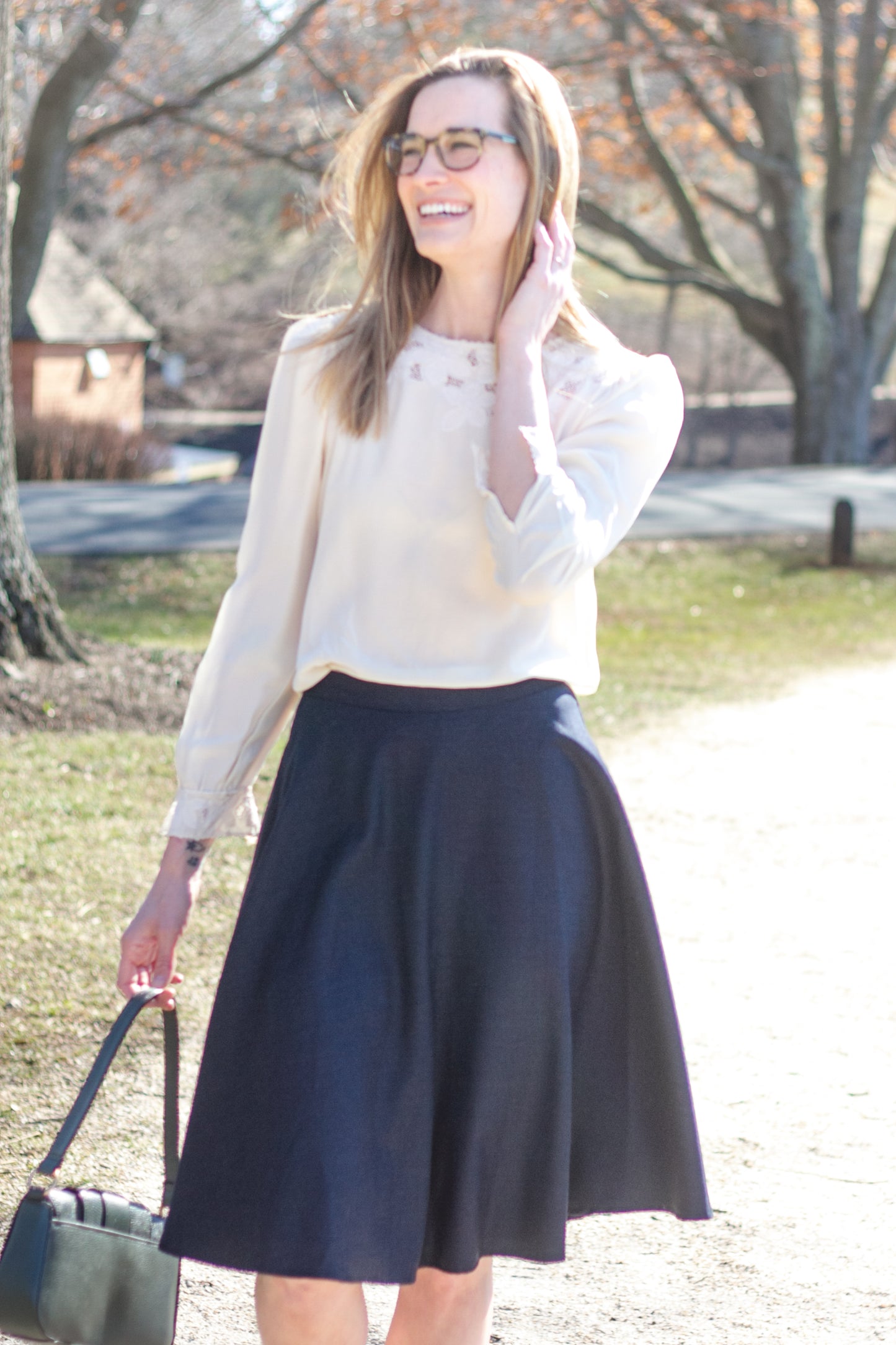 Navy Blue Wool Circle Skirt