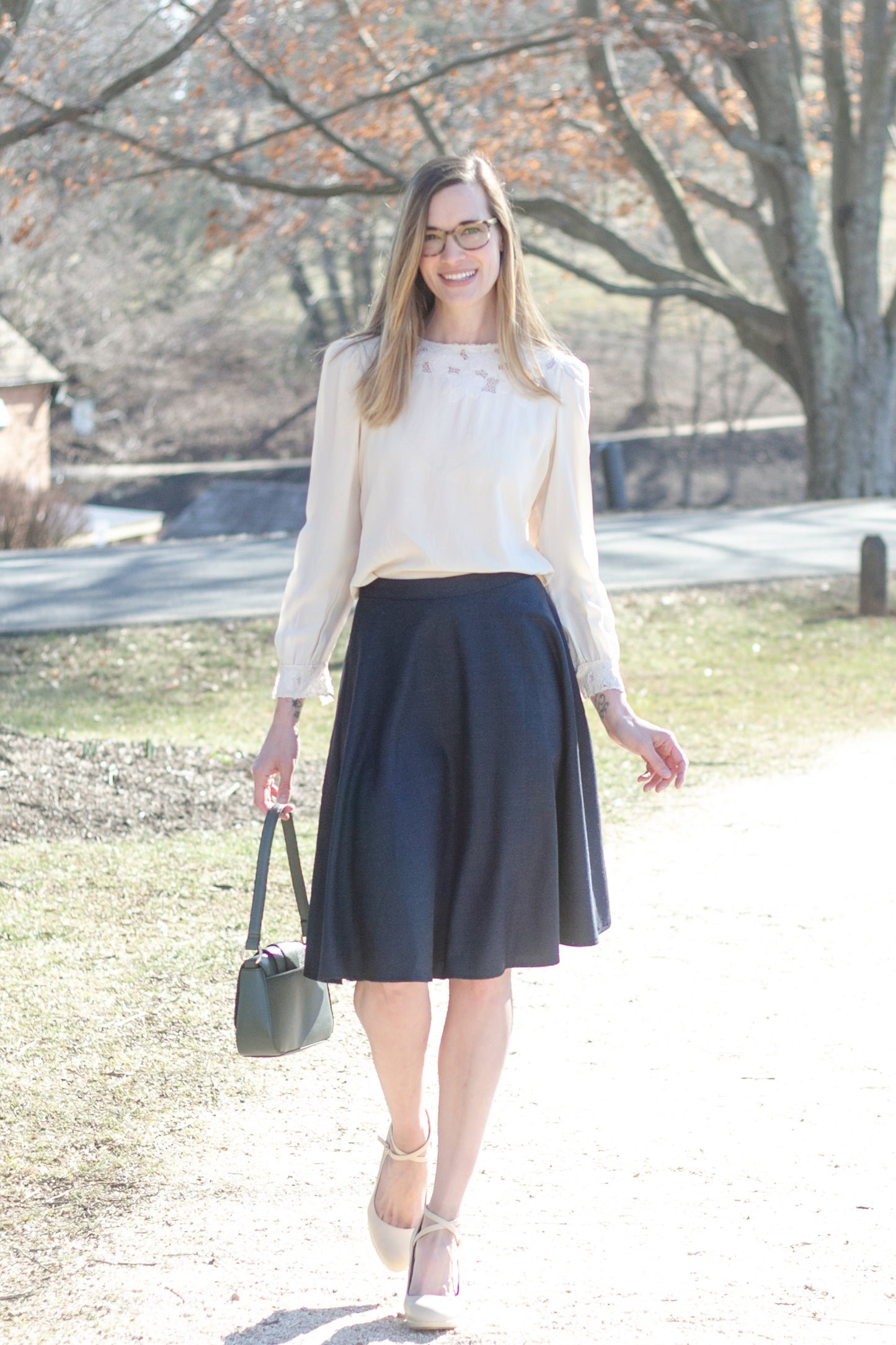 Navy Blue Wool Circle Skirt