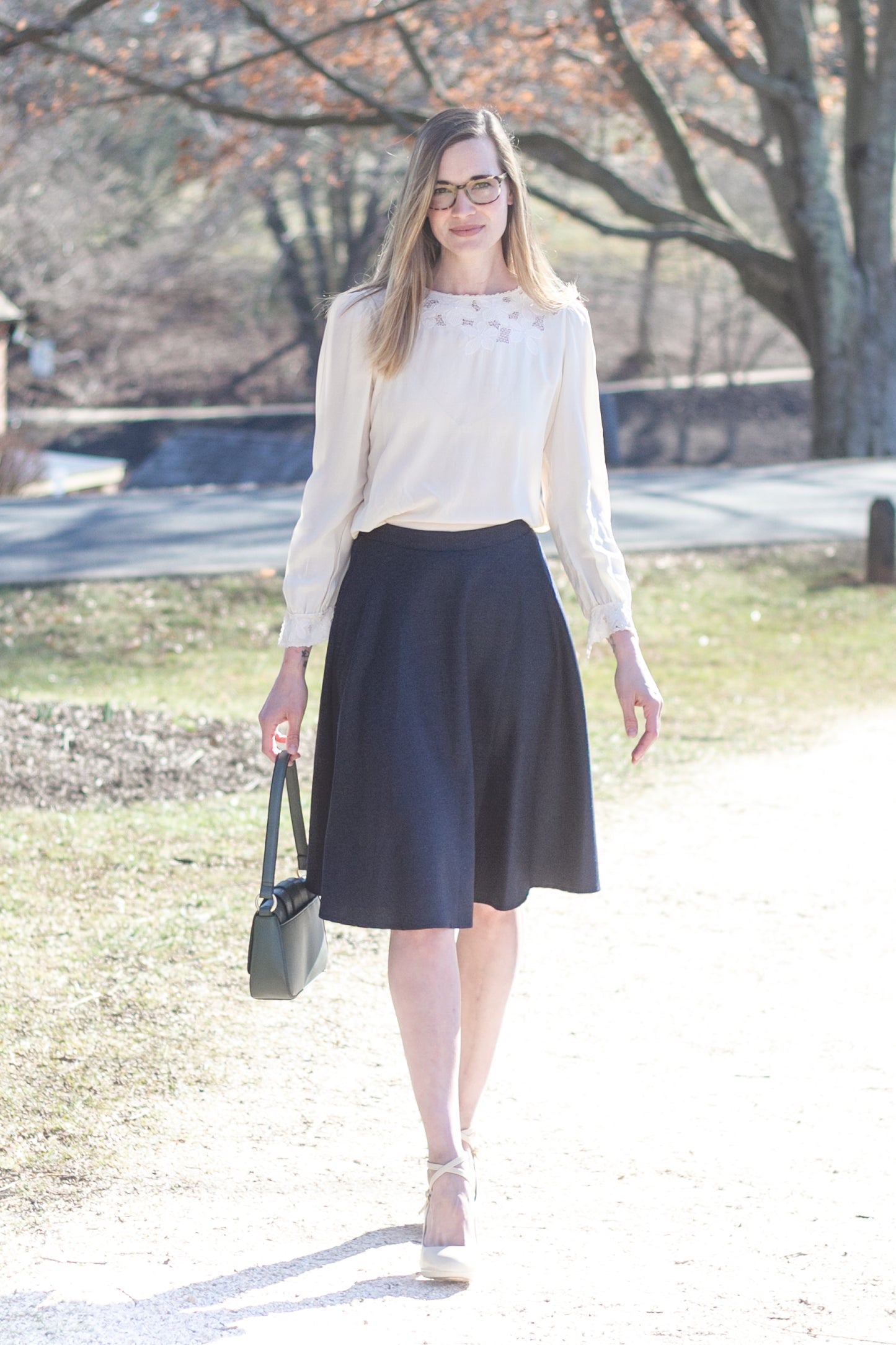 Navy Blue Wool Circle Skirt