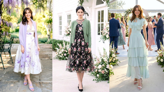 3 outfits for women for march wedding guests