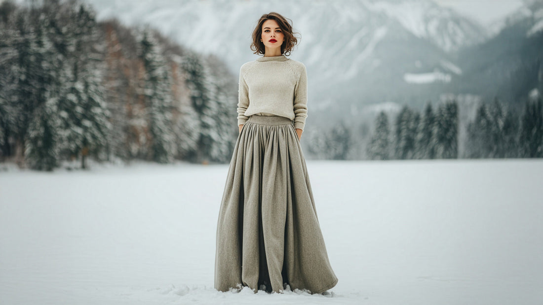 romantic long winter skirt outfit
