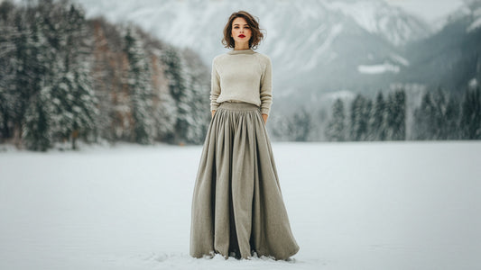 romantic long winter skirt outfit