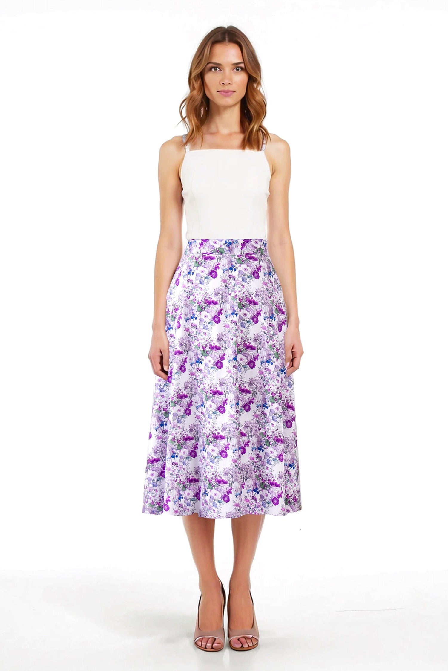 Cotton Flared Midi Skirts