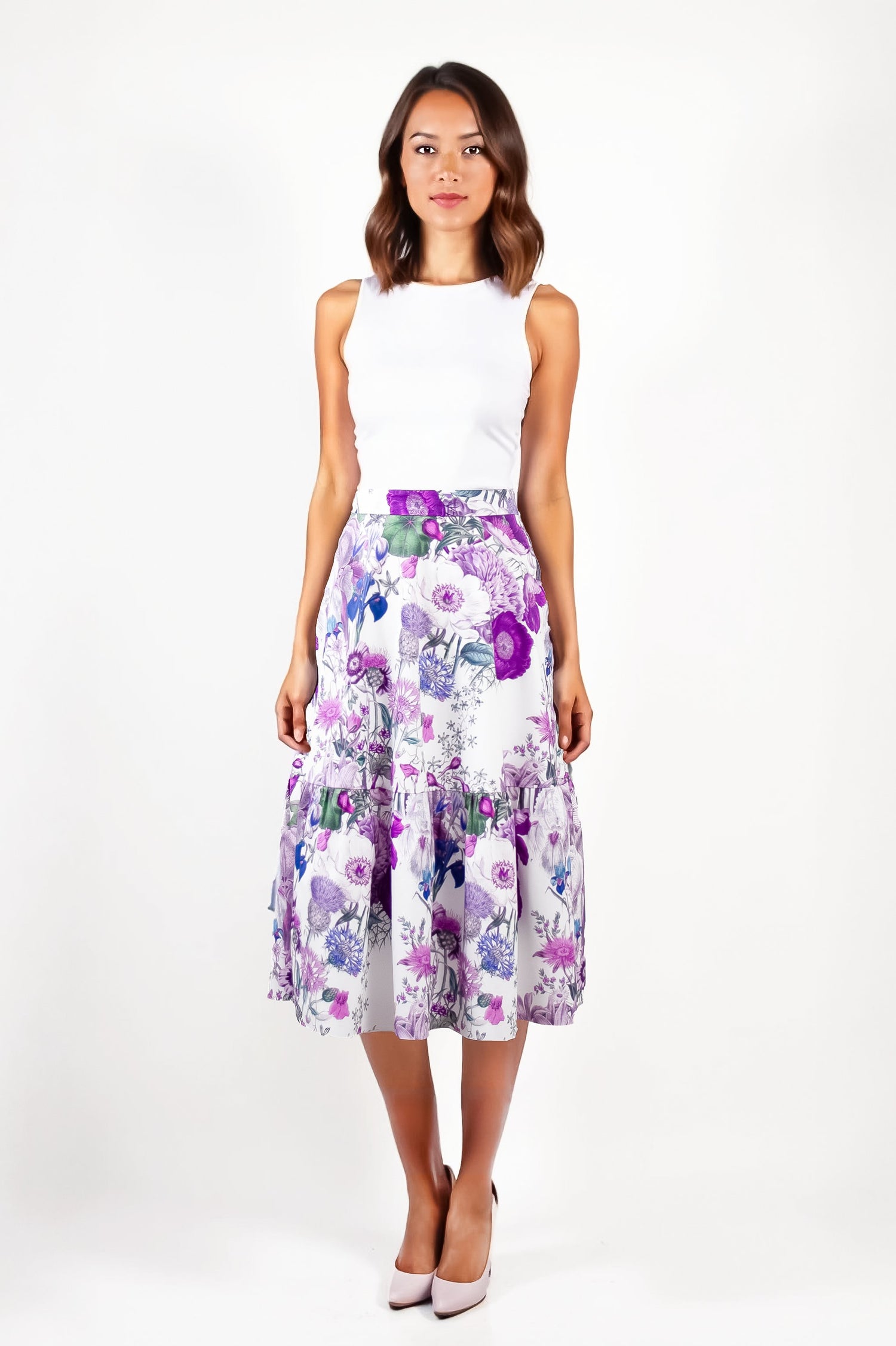 Cotton Tiered Midi Skirts