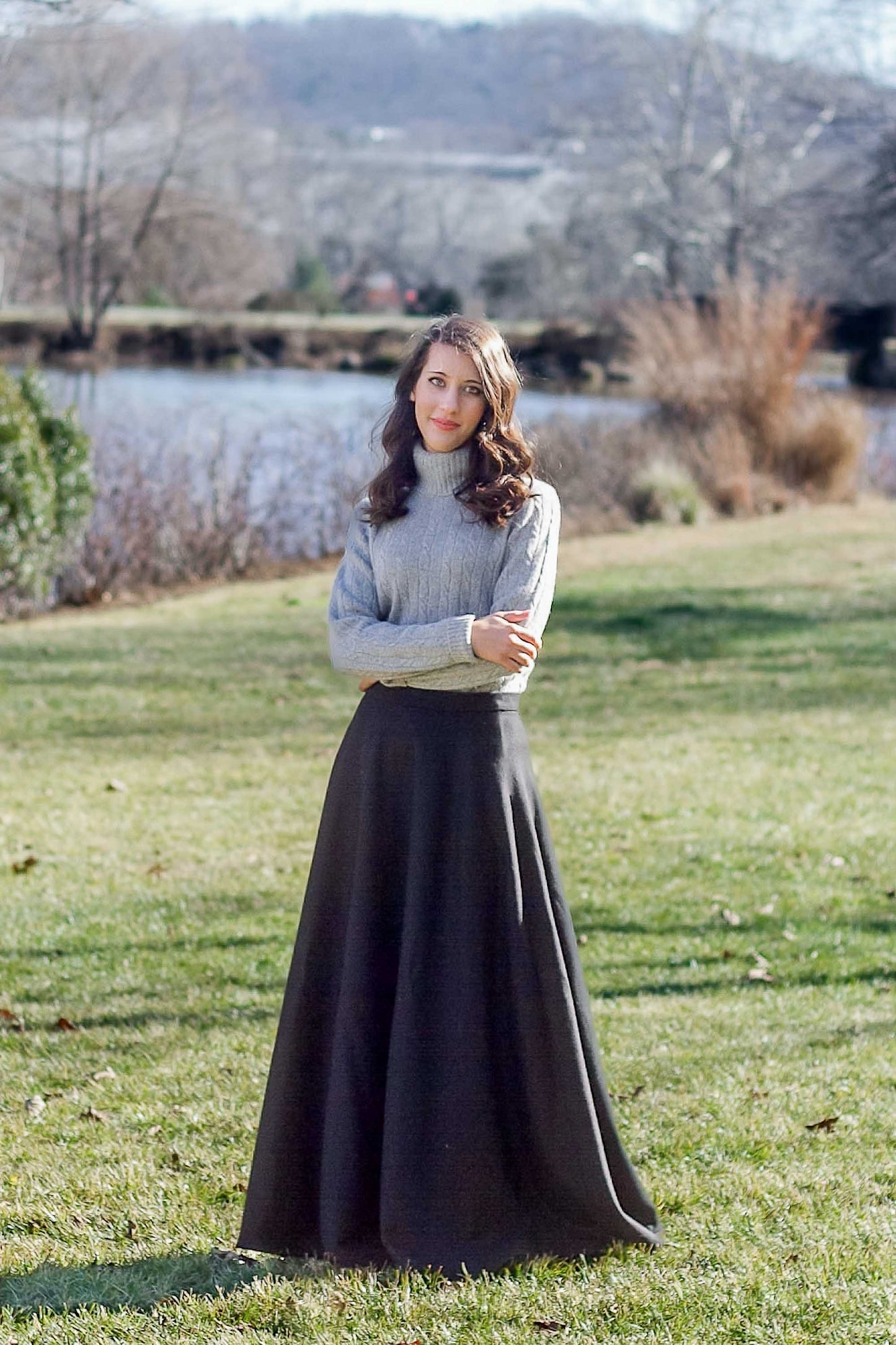 black long wool skirt