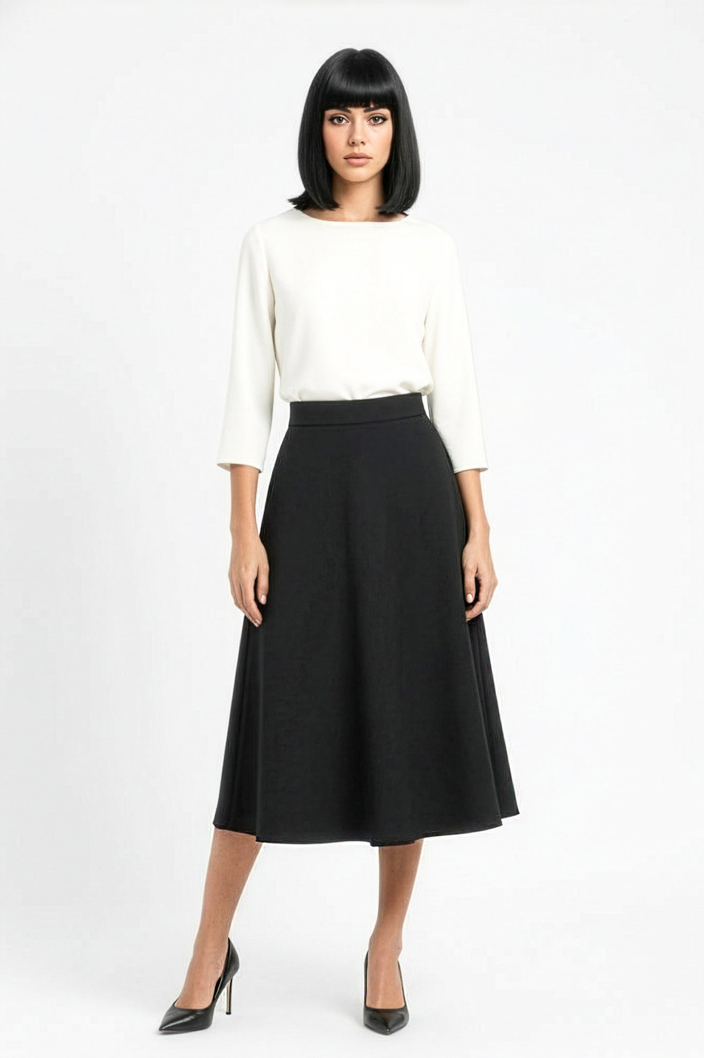 black wool aline skirt