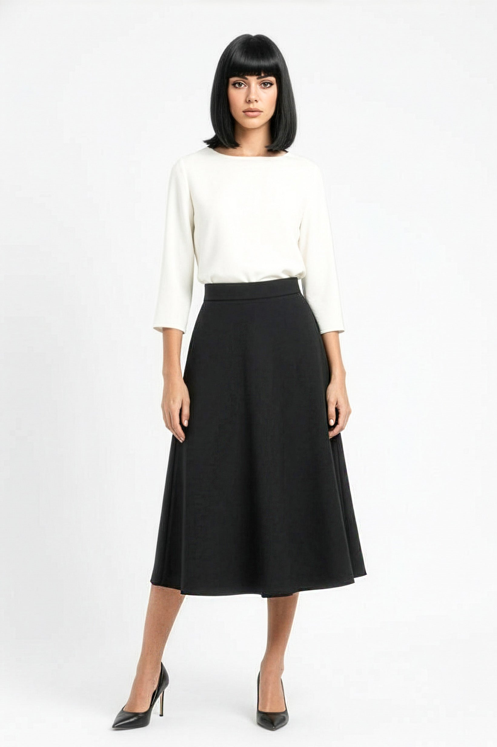 black wool aline skirt
