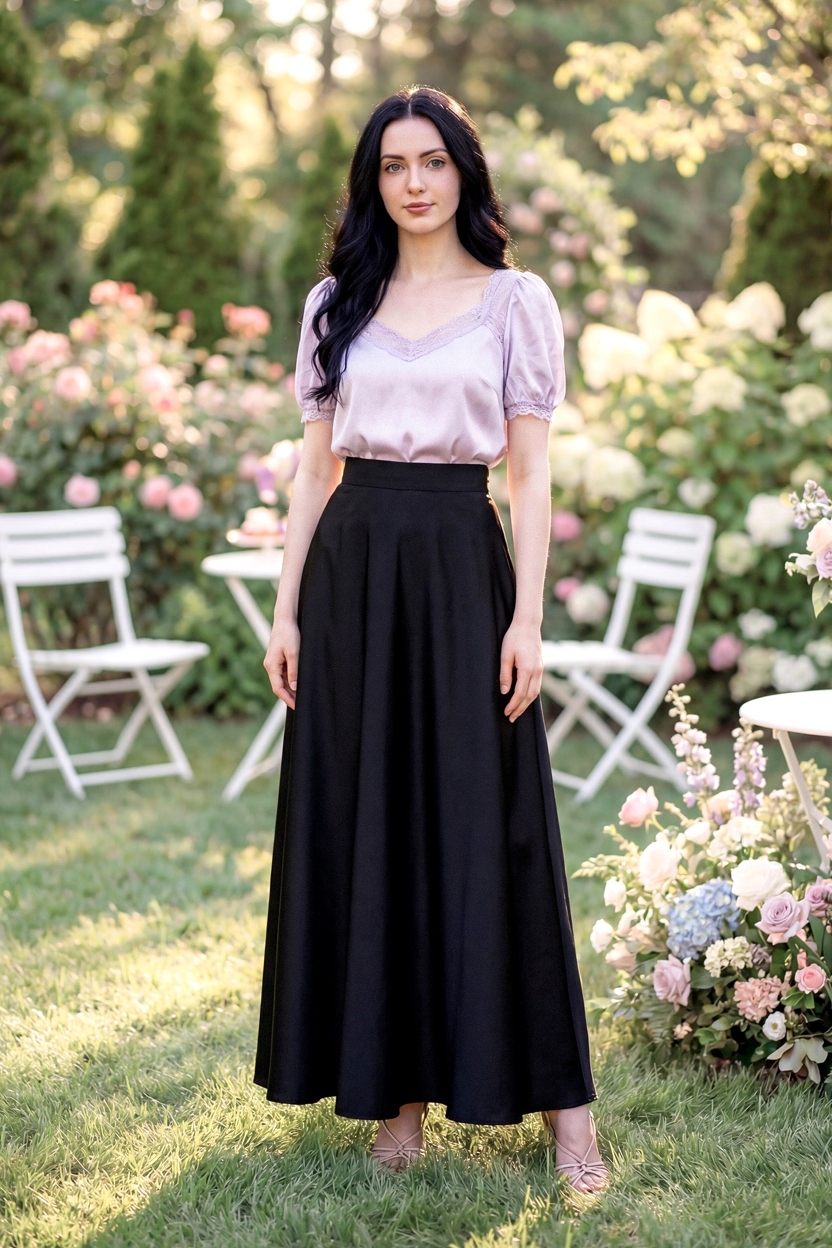 Custom Flared Maxi Skirt in Cotton Custom Flared Maxi Skirt in Cotton