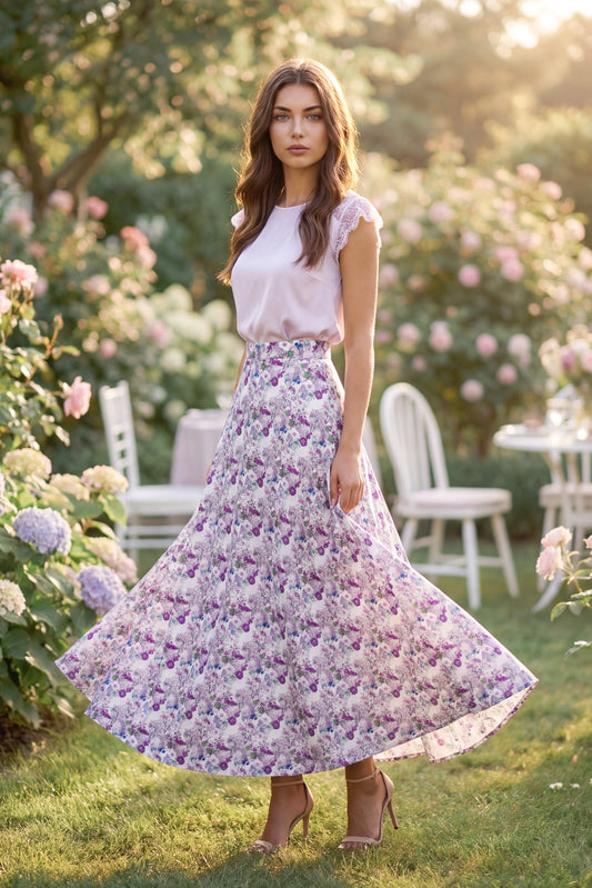 Madeline - Flared Maxi Skirt in Cotton