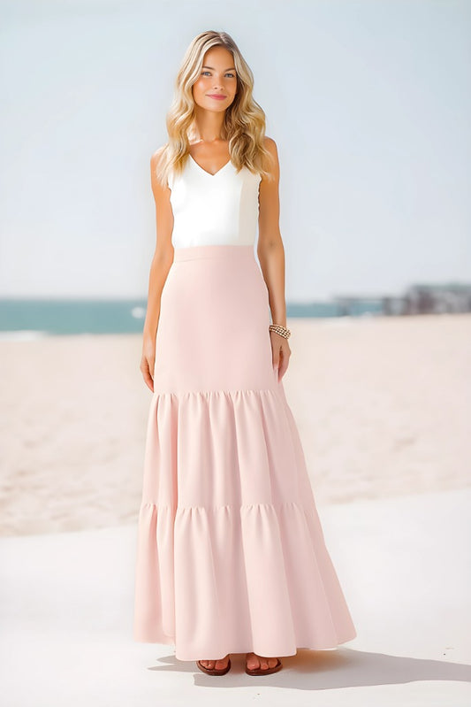 3 Tiered Maxi Skirt in Cotton Poplin - Solid Colors