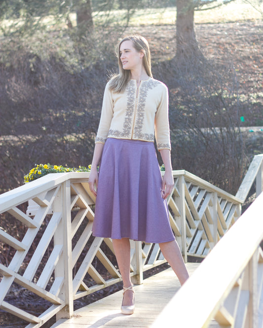 Purple wool circle skirt