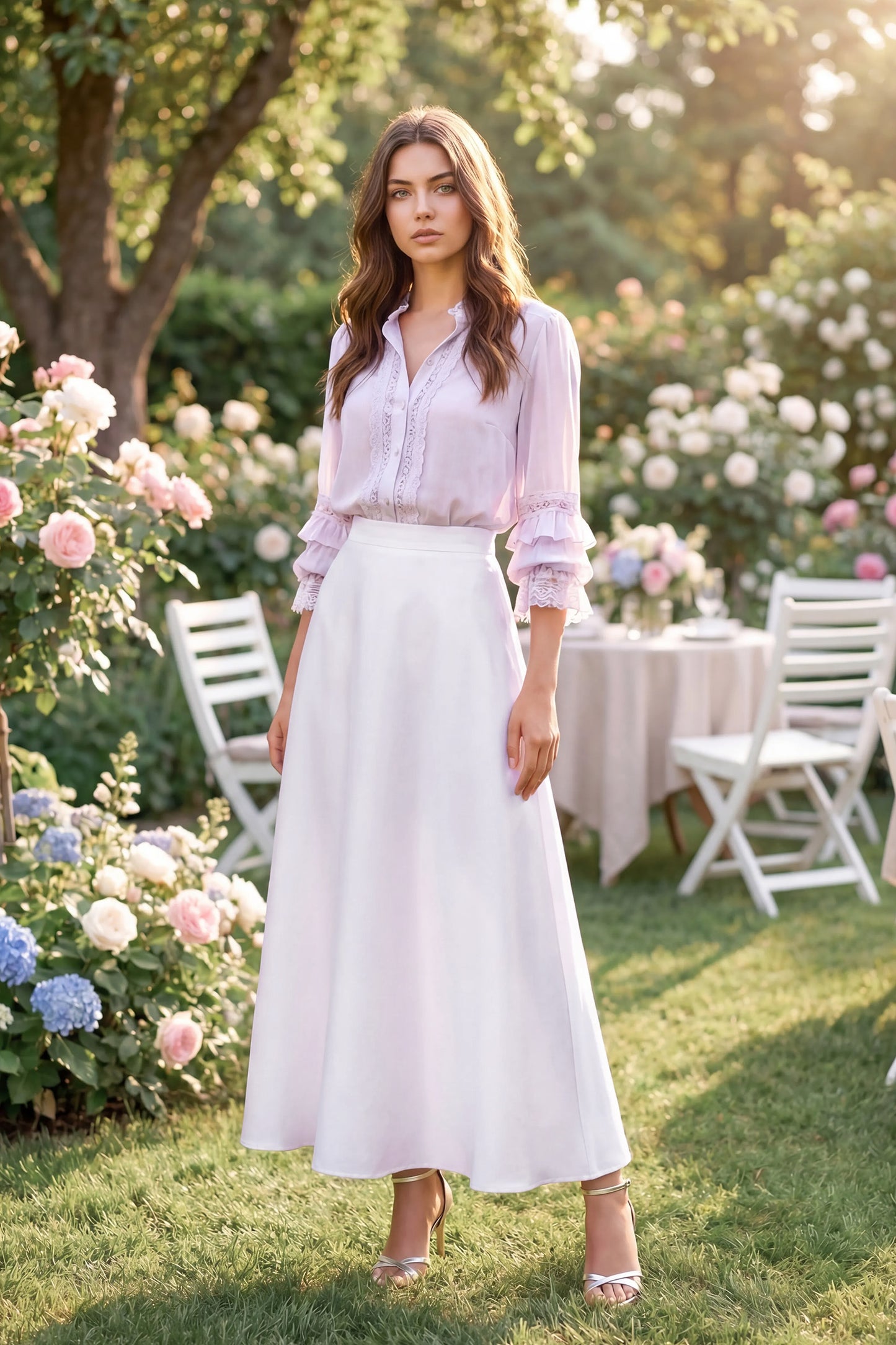 Custom Flared Maxi Skirt in Cotton