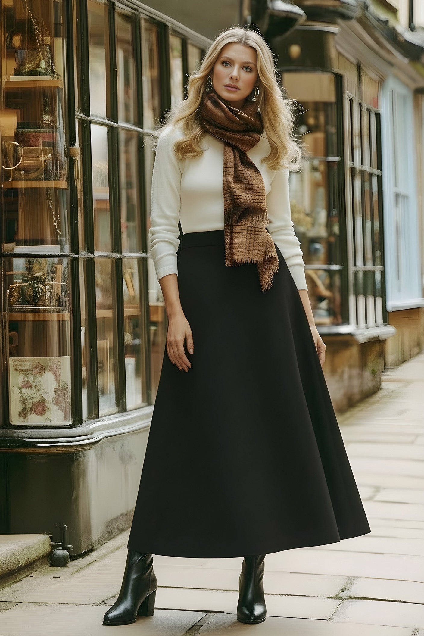 black wool aline skirt