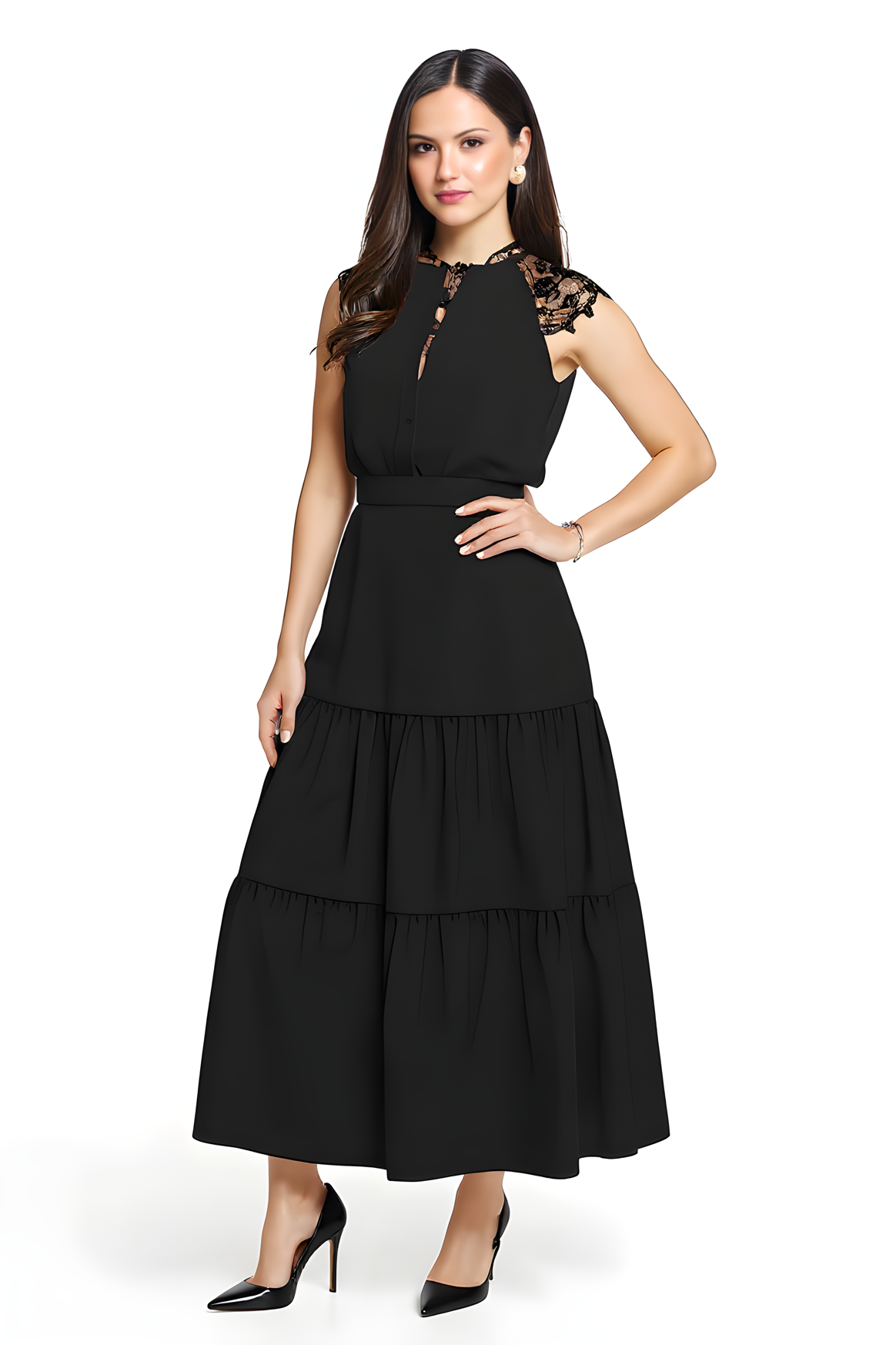 3 Tiered Maxi Skirt in Cotton Poplin - Solid Colors