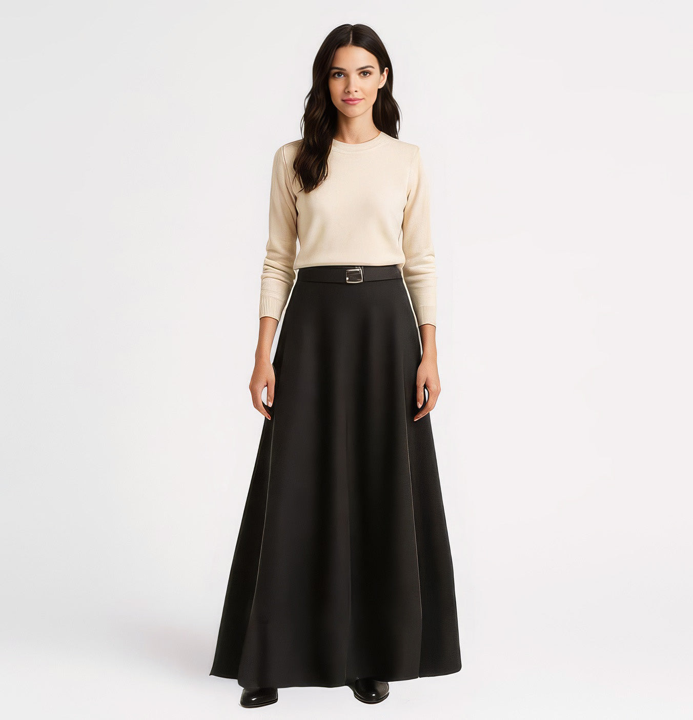 Black Wool Maxi Skirt