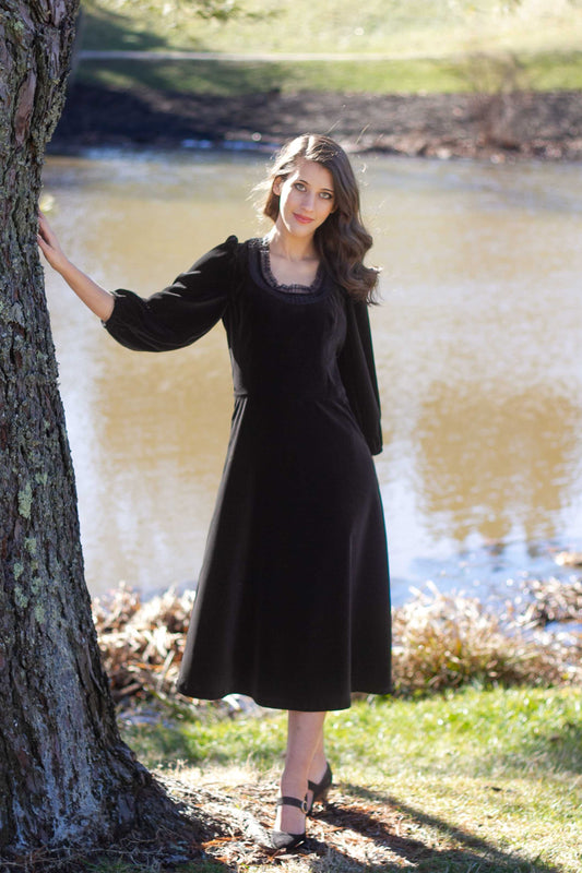 modest black formal dress