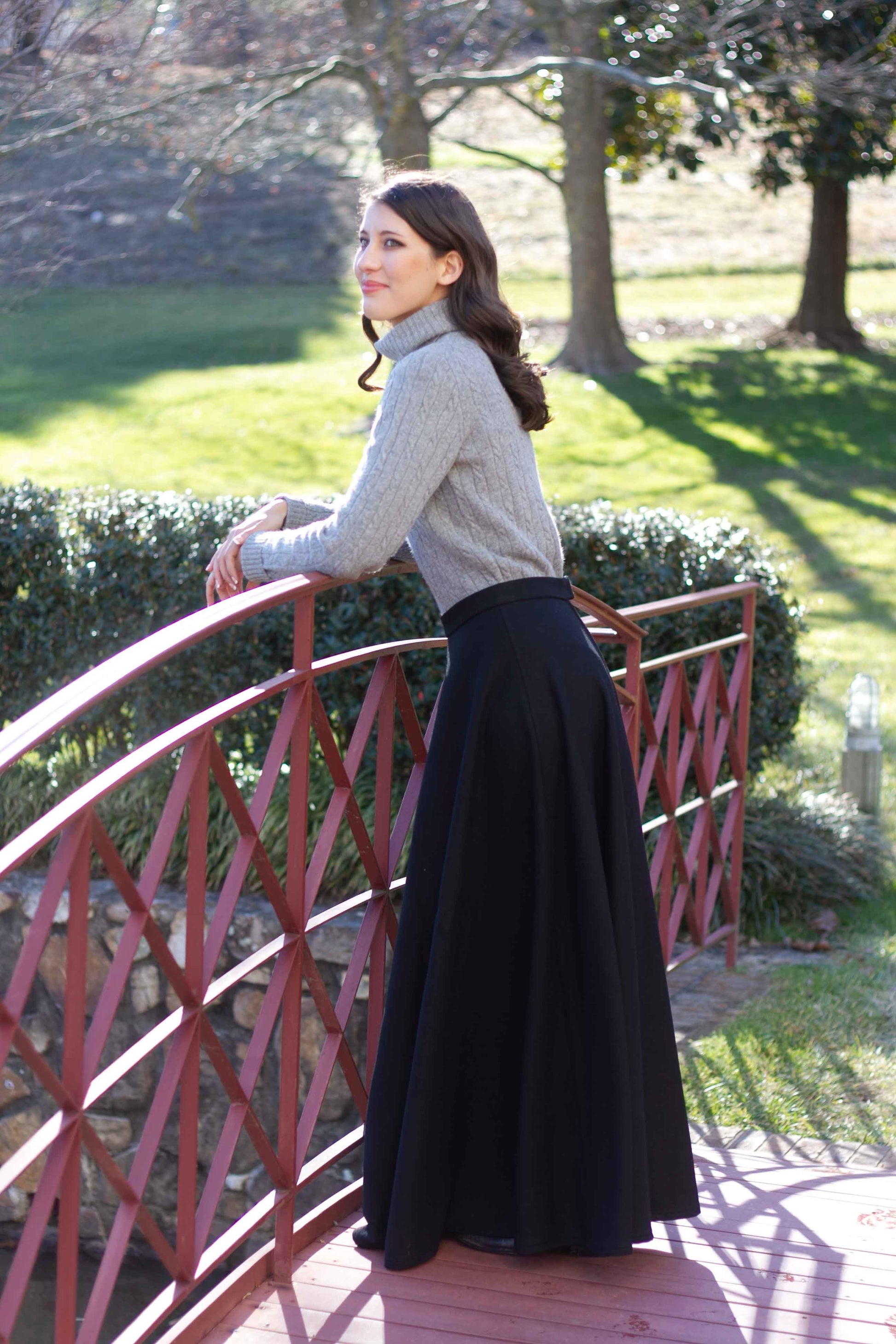 black wool maxi skirt