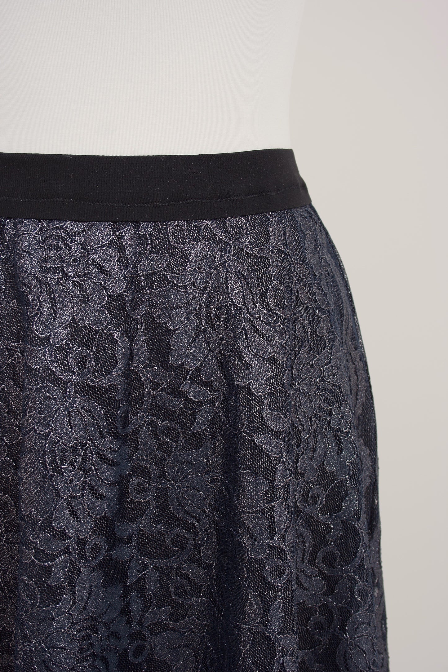 Navy Blue Lace Swing Skirt