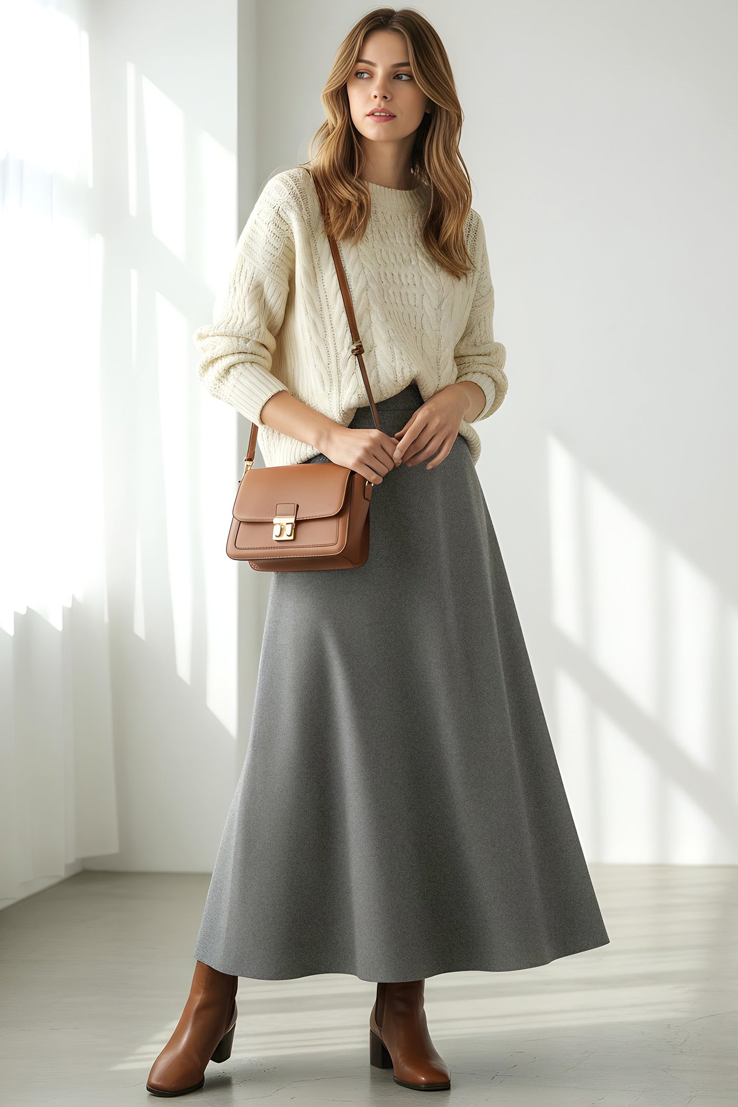 Madeline - Wool Maxi Skirt - Solid Colors