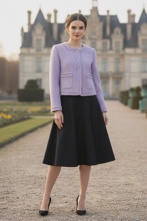 video of black wool flared knee length skirt