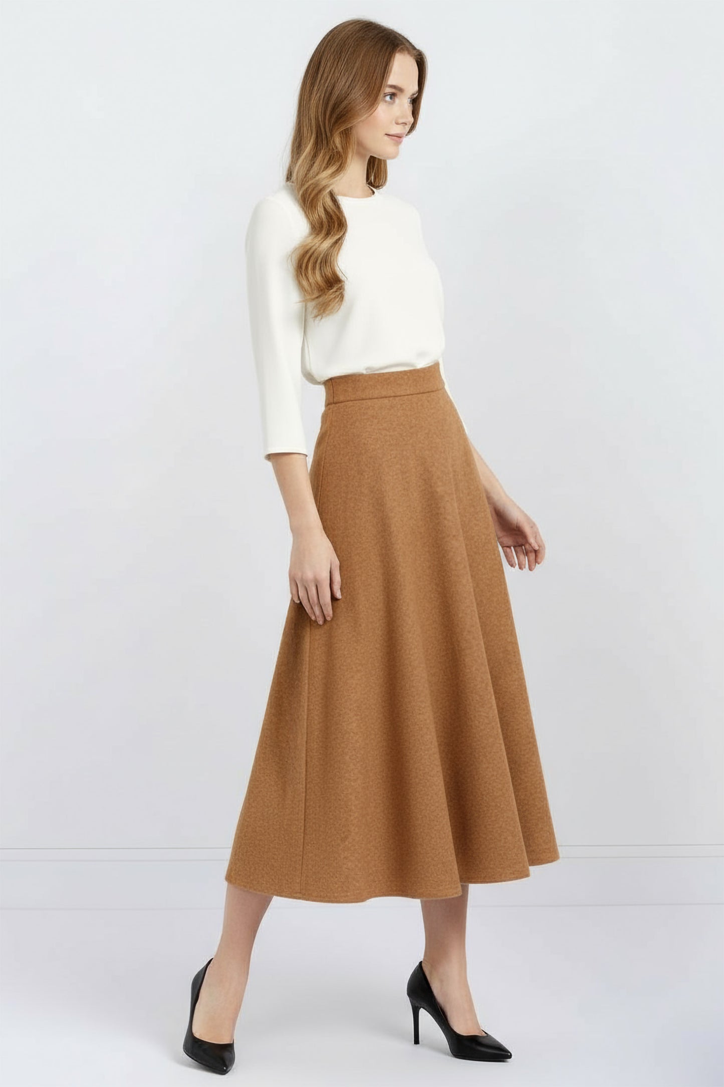 Wool Midi Skirt - Solid Colors