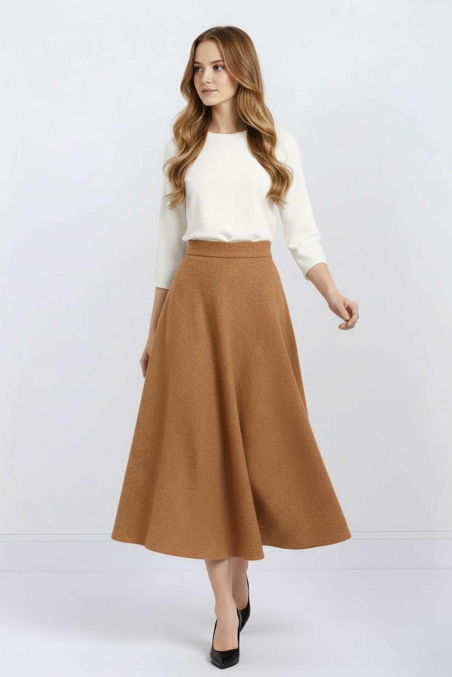 Half Circle Midi Skirt in Wool