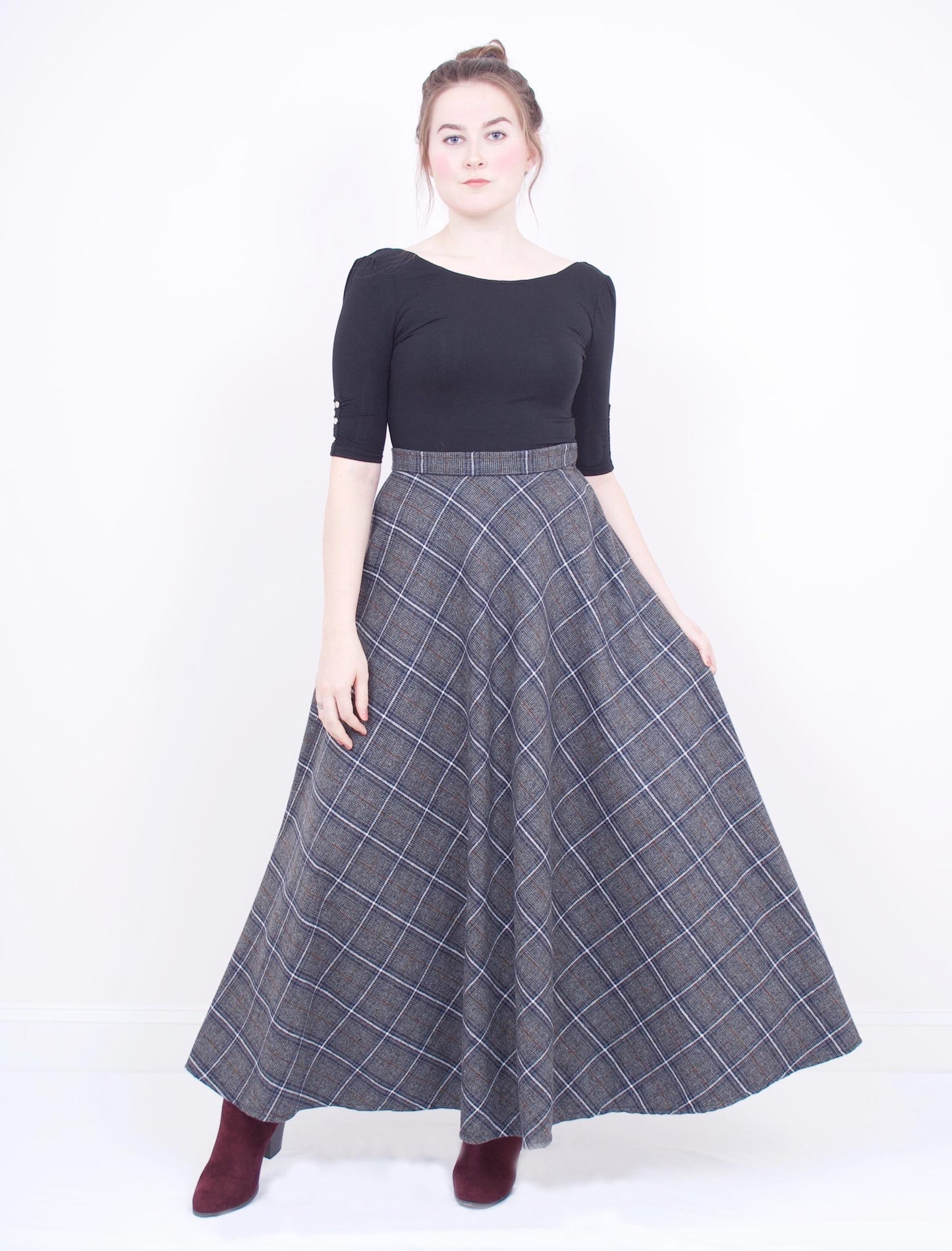 womens wool plaid skirt